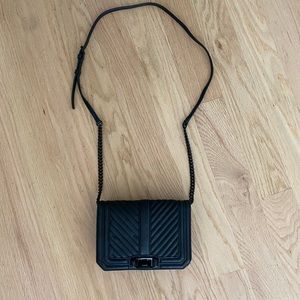 Rebecca minkoff black quilted chevron love crossbody small